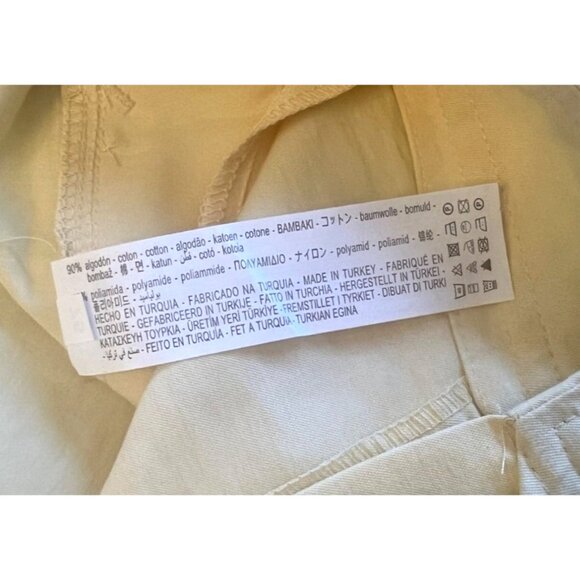 Zara Womens Barrel Leg Cream Cotton-Blend High-Waisted Pants Size Medium - Picture 7 of 10